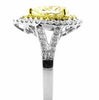 EXTRA LARGE 3.56CT WHITE & FANCY YELLOW DIAMOND 18K 2 TONE GOLD DOUBLE HALO RING