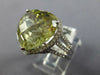 EXTRA LARGE 11.04CT DIAMOND & AAA GREEN AMETHYST 18K WHITE GOLD HEART SHAPE RING
