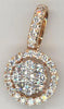 ESTATE .73CT DIAMOND 18KT ROSE GOLD 3D CLASSIC FLOWER HALO LOVE FLOATING PENDANT