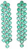 LARGE 23.68CT AAA EMERALD 18KT WHITE GOLD 3D MULTI ROW CLIP ON HANGING EARRINGS