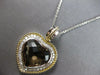 EXTRA LARGE 10.68CT DIAMOND & AAA SMOKEY TOPAZ 14KT 2 TONE GOLD HEART PENDANT