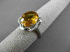 ANTIQUE LARGE 4.08CT DIAMOND & EXTRA FACET CITRINE 14KT WHITE GOLD FLORAL RING