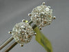 ESTATE LARGE 1.38CT DIAMOND 18K WHITE GOLD FLOWER HEART SHAPE LOVE STUD EARRINGS
