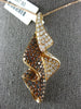 ESTATE LARGE 1.95CT WHITE & ORANGE DIAMOND 18KT ROSE GOLD 3D LEAF FUN PENDANT