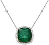LARGE 21.15CT DIAMOND & AAA EMERALD 18KT 2 TONE GOLD 3D CUSHION & ROUND NECKLACE