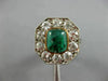 ANTIQUE LARGE 3.80CT DIAMOND & AAA EMERALD PLATINUM 3D OCTAGON ANNIVERSARY RING