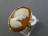 ESTATE 14KT YELLOW GOLD CAMEO RING. 3D OVAL HANDCRAFTED DIAMOND CUT DESIGN