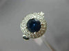 ESTATE WIDE 3.06CT DIAMOND & SAPPHIRE 14K WHITE GOLD DOUBLE HALO ENGAGEMENT RING