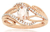 .86CT DIAMOND & AAA MORGANITE 14KT ROSE GOLD 3D OVAL & ROUND MULTI LEAF FUN RING