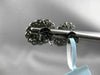 ANTIQUE LARGE .66CT FANCY COLOR DIAMOND 18KT BLACK GOLD FLOWER ETOILE EARRINGS