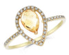 .92CT DIAMOND & AAA CITRINE 14KT YELLOW GOLD 3D PEAR SHAPE & ROUND FUN RING
