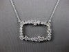 LARGE 1.61CT DIAMOND 14K WHITE GOLD OPEN RECTANGULAR CLUSTER ADJUSTABLE NECKLACE