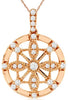 ESTATE .31CT DIAMOND 14K ROSE GOLD FLOWER FILIGREE CIRCULAR FUN FLOATING PENDANT