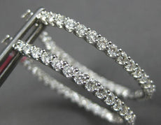 LARGE 2.8CT DIAMOND 18KT YELLOW GOLD 3D INSIDE OUT OVAL HOOP HANGING EARRINGS
