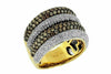 WIDE 2.43CT WHITE & CHOCOLATE FANCY DIAMOND 14KT YELLOW GOLD 3D ANNIVERSARY RING