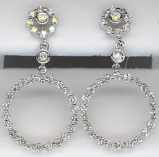 1.15CT DIAMOND 14KT WHITE GOLD 3D ROUND CIRCLE OF LIFE FLOWER HANGING EARRINGS