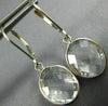 ESTATE CRYSTAL 14KT WHITE GOLD 3D OVAL BEZEL CLASSIC LEVER BACK HANGING EARRINGS