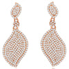 1.42CT DIAMOND 14KT ROSE GOLD 3D CLASSIC DOUBLE LEAF FLOWER FUN HANGING EARRINGS