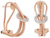 .12CT DIAMOND 14KT ROSE GOLD 3D CRISS CROSS INFINITY LOVE KNOT HANGING EARRINGS