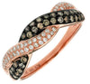 .54CT WHITE & MOCHA DIAMOND 14KT BLACK & ROSE GOLD MULTI ROW INFINITY LOVE RING
