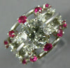 ESTATE EXTRA LARGE 2.54CT DIAMOND & AAA RUBY PLATINUM MULTI ROW ENGAGEMENT RING