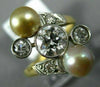ANTIQUE WIDE 1.1CT DIAMOND AAA SOUTH SEA PEARL 18KT YELLOW GOLD ANNIVERSARY RING