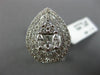 LARGE 18KT WHITE GOLD ENGAGEMENT RING. 3D CLUSTER PEAR SHAPE DOUBLE HALO DESIGN