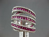 EXTRA LARGE 5.40CT DIAMOND & AAA RUBY 18KT WHITE GOLD 3D MULTI ROW COCKTAIL RING