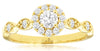 ESTATE .50CT DIAMOND 14KT YELLOW GOLD ROUND HALO FILIGREE FLORAL ENGAGEMENT RING