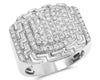 ESTATE LARGE 1.53CT DIAMOND 14K WHITE GOLD MULTI ROW SQUARE GREEK MENS RING