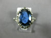 ANTIQUE LARGE 4.25CT DIAMOND & AAA SAPPHIRE 14KT WHITE GOLD HALO ENGAGEMENT RING