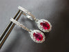 1.76CT DIAMOND & AAA RUBY 14KT WHITE GOLD OVAL & ROUND FLOWER HANGING EARRINGS