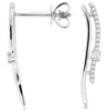 .13CT DIAMOND 14K WHITE GOLD CLASSIC SOLITAIRE DOUBLE SWIRL FUN HANGING EARRINGS