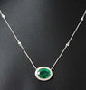 LARGE 5.06CT DIAMOND & AAA EMERALD 18K 2 TONE GOLD 3D OVAL & ROUND LOVE NECKLACE