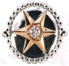 LARGE .15CT DIAMOND 18KT WHITE & ROSE GOLD 3D STAR CIRCULAR BEADED FUN LOVE RING