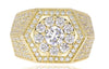 ESTATE LARGE 4.24CT DIAMOND 14KT YELLOW GOLD SOLITAIRE FLORAL HEXAGON MENS RING