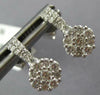 ESTATE SMALL .50CT DIAMOND 14KT WHITE GOLD 3D FLOWER CLUSTER HANGING EARRINGS