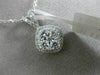 ESTATE .65CT DIAMOND 18KT WHITE GOLD SQUARE CLUSTER HALO FLOATING PENDANT CHAIN