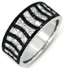 WIDE 1.33CT WHITE & BLACK DIAMOND 14KT WHITE GOLD 3D MULTI ROW CHANNEL FUN RING