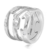 ESTATE WIDE .45CT DIAMOND 14KT WHITE GOLD 3D DOUBLE SWIRL ETOILE FUN RING