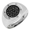 LARGE .58CT WHITE & BLACK DIAMOND 14K WHITE GOLD CLUSTER MATTE & SHINY MENS RING