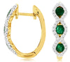 0.85CT DIAMOND & AAA EMERALD 14KT YELLOW GOLD 3 STONE INFINITY HANGING EARRINGS