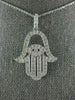 LARGE 1.03CT DIAMOND 14KT WHITE GOLD HAMSA LUCKY PENDANT #22067