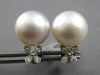 EXTRA LARGE .19CT DIAMOND & AAA SOUTH SEA PEARL 18KT WHITE GOLD 3D STUD EARRINGS