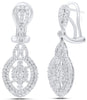 2.15CT DIAMOND 18K WHITE GOLD 3D FLOWER TEAR DROP OPEN FILIGREE HANGING EARRINGS