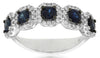 Estate 1.42Ct Diamond & AAA Sapphire 14Kt White Gold 3D Square 5 Stone Anniversary Ring