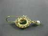 ANTIQUE JADE & SOUTH SEA PEARL 14K YELLOW GOLD 3D FILIGREE OVAL HANGING EARRINGS