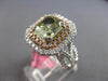 LARGE GIA 4.34CT WHITE PINK & BROWNISH GREEN DIAMOND 18KT WHITE & ROSE GOLD RING