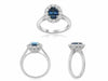 GIA CERTIFIED 2.08CT DIAMOND & AAA SAPPHIRE 18KT WHITE GOLD HALO ENGAGEMENT RING