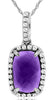 1.46CT DIAMOND & AAA AMETHYST 14K WHITE GOLD CUSHION & ROUND RECTANGULAR PENDANT